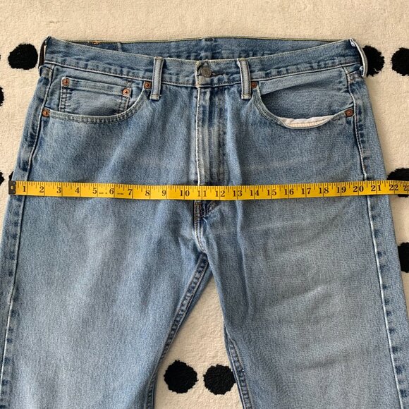 Levi's 505 Regular Fit Distressed Light Wash Denim Straight Leg Jeans - Picture 8 of 15